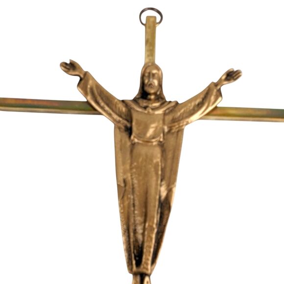 Vintage Metal Crucifix Wall Hanging: 10 Inch Religious Home Decor - Picture 2 of 5